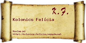 Kolonics Felícia névjegykártya
